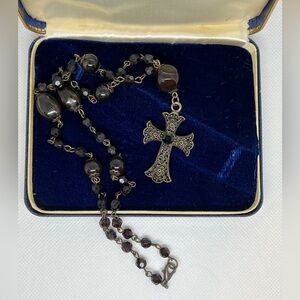 SOLD Vintage Gothic Black beads and cross necklace #gothic #vintage